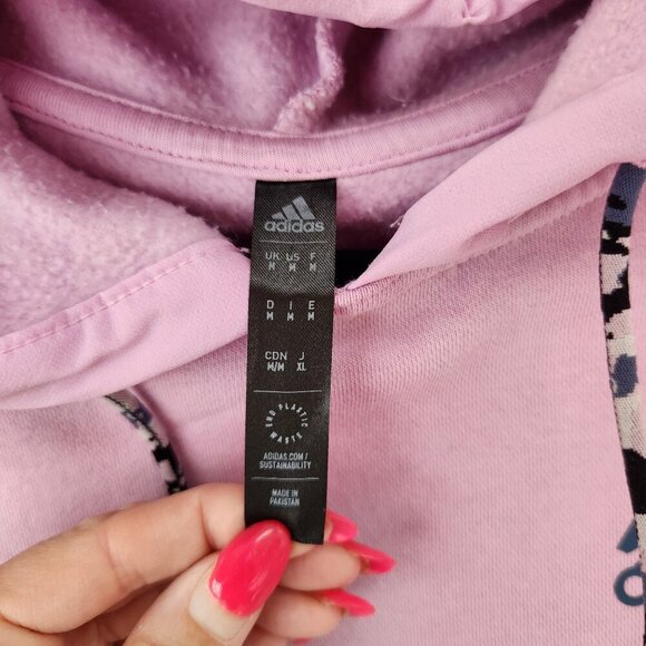 Adidas Essentials Brandlove Hoodie Hooded Sweatshirt Front Pocket Purple M - Picture 7 of 9